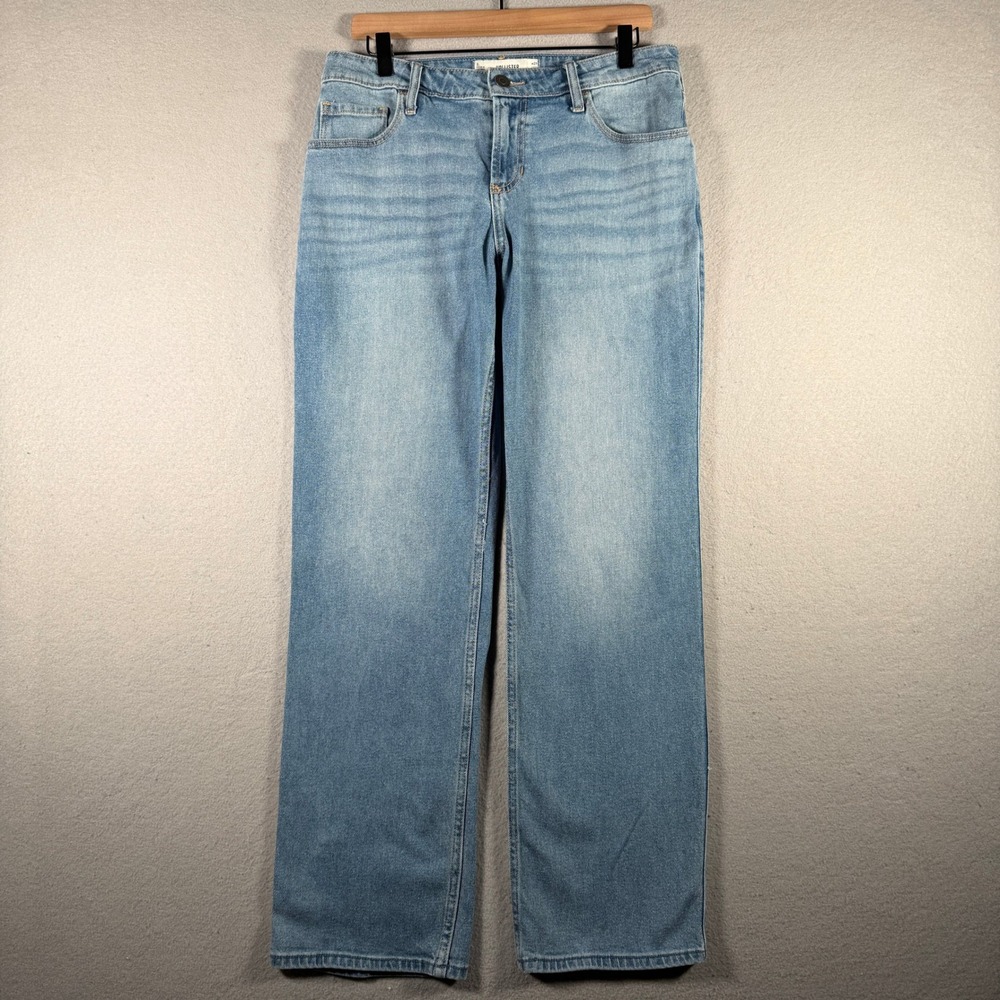 Hollister Low-Rise Relaxed Straight Jeans Light Wash Denim Size 8L W29 Long